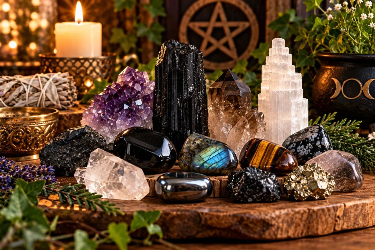 Best crystals for protection including black tourmaline, obsidian, amethyst and smoky quartz
